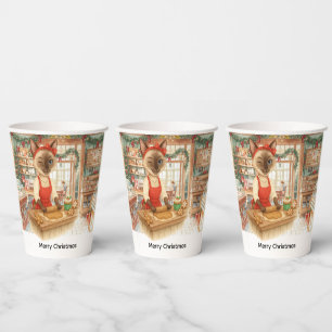 Cat Christmas themed Bakery Shop  Paper Cups