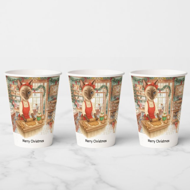 Cat Christmas themed Bakery Shop  Paper Cups (Multi)