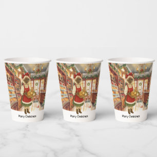 Cat Christmas themed Bakery Shop  Paper Cups