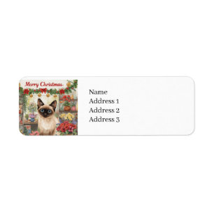 Cat Christmas themed for Siamese Cat Lovers Label