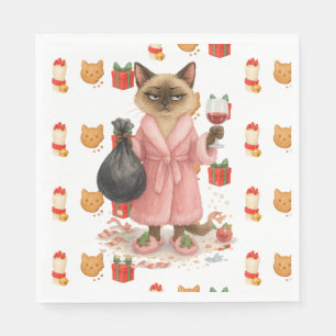 Cat Christmas themed for Siamese Cat Lovers Napkins