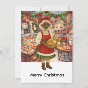 Cat Christmas themed in Bakery Holiday Card