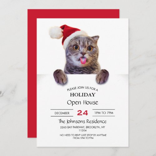 Cat Christmas Tongue         Invitation