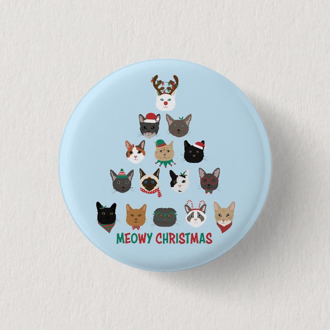 Cat Christmas Tree Button (Front)