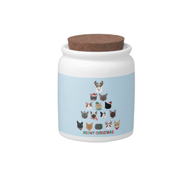 Cat Christmas Tree Candy Jar (Front)