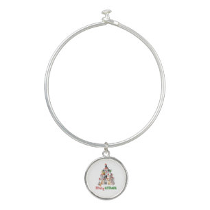Cat Christmas Tree Cat Lover Cat Owner Christmas Bangle Bracelet