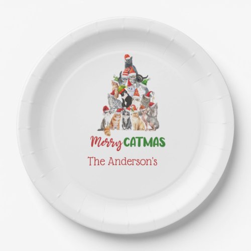Cat Christmas Tree Cat Lover Cat Owner Christmas Paper Plates