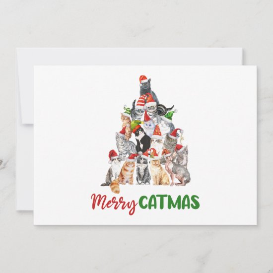 Cat Christmas Tree Cat Lover Christmas Card