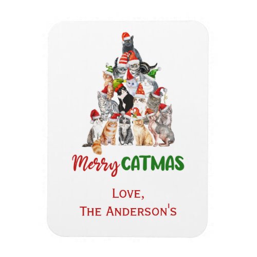 Cat Christmas Tree Cat Lover Christmas Card Magnet