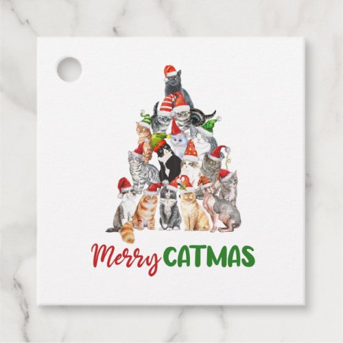 Cat Christmas Tree Cat Lover Christmas Holiday Favor Tags