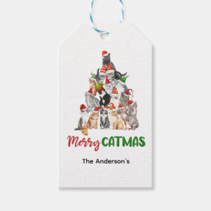 Cat Christmas Tree Cat Lover Christmas Holiday Gift Tags