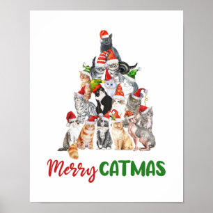 Cat Christmas Tree Cat Lover Christmas Holiday Poster
