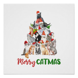 Cat Christmas Tree Cat Lover Christmas Holiday Poster