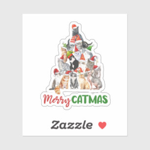 Cat Christmas Tree Cat Lover Christmas Holiday Sticker