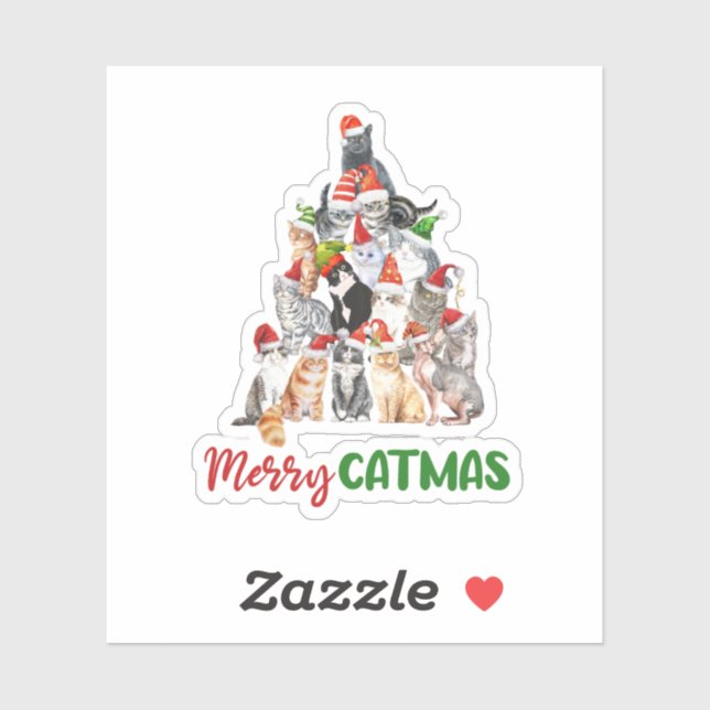 Cat Christmas Tree Cat Lover Christmas Holiday Sticker (Sheet)