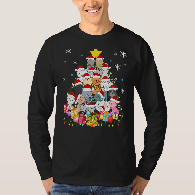 Cat Christmas Tree Cat Lover Funny Christmas Cat A T-Shirt (Front)