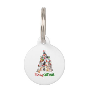 Cat Christmas Tree Cat Lover Owner Christmas Cat Pet ID Tag