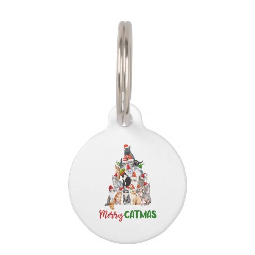Cat Christmas Tree Cat Lover Owner Christmas Cat Pet ID Tag