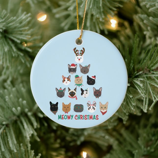 Cat Christmas Tree Ceramic Ornament (Tree)