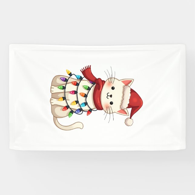 Cat Christmas Tree Christmas (3) Banner (Horizontal)