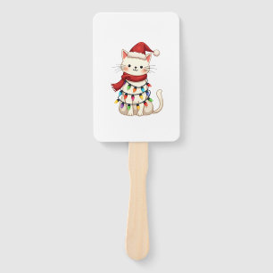 Cat Christmas Tree Christmas (3) Hand Fan