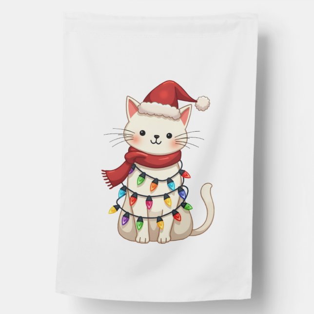 Cat Christmas Tree Christmas (3) House Flag (Front)