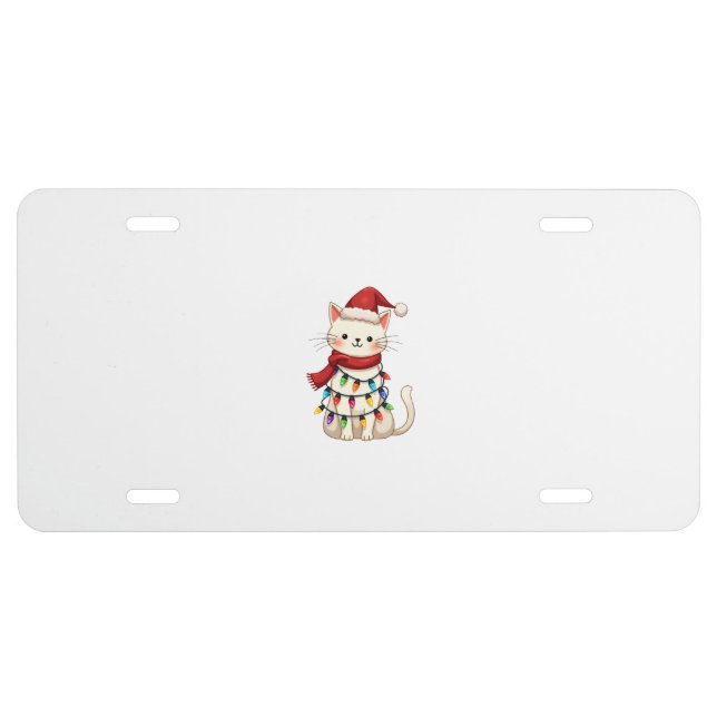 Cat Christmas Tree Christmas (3) License Plate (Front)