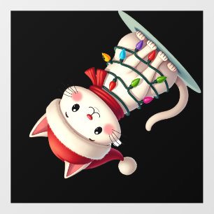 Cat Christmas Tree Christmas (3) Wall Decal