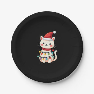 Cat Christmas Tree Christmas (4) Paper Plates