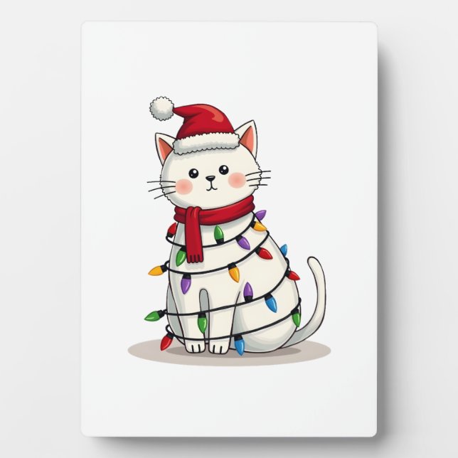 Cat Christmas Tree Christmas (4) Plaque (Front)