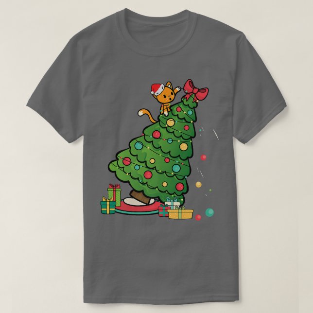 Cat Christmas Tree  Christmas Kitten  T-Shirt (Design Front)