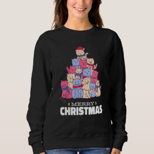 Cat Christmas Tree Christmas Lights Cute Cat Chris Sweatshirt