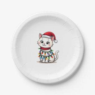 Cat Christmas Tree Christmas Paper Plates