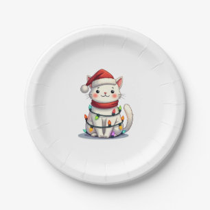 Cat Christmas Tree Christmas Paper Plates