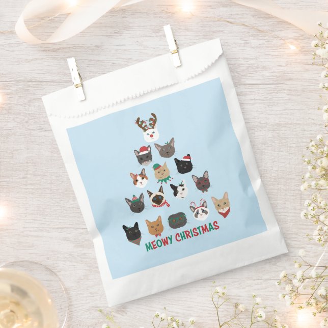 Cat Christmas Tree Favor Bag (Clipped)