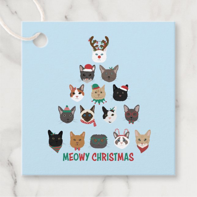 Cat Christmas Tree Favor Tags (Front)