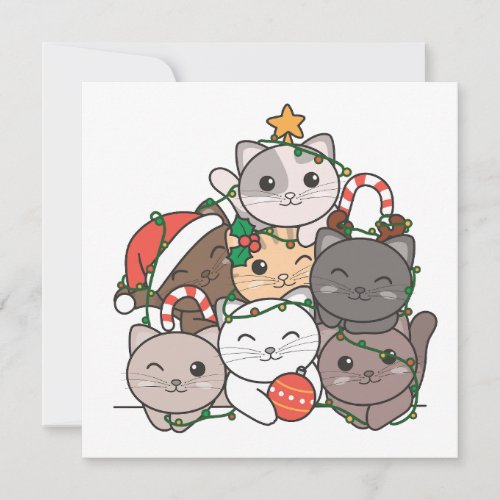 Cat Christmas Tree Funny Animal Christmas Holiday Card