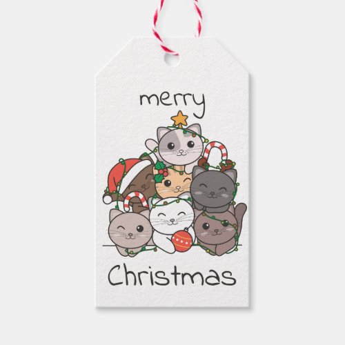 Cat Christmas Tree Funny Animal Christmas Holiday Gift Tags