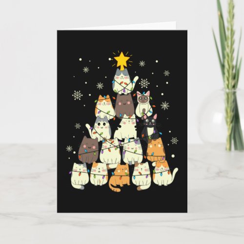 Cat Christmas Tree Gift Cats Lovers Decoration Card