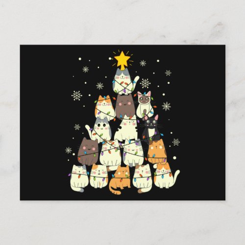 Cat Christmas Tree Gift Cats Lovers Decoration Postcard