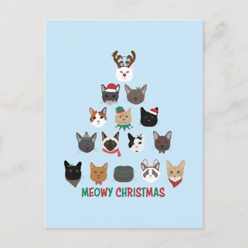 Cat Christmas Tree Holiday Postcard