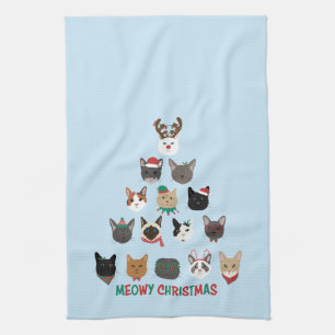 Cat Christmas Tree Kitchen Towel