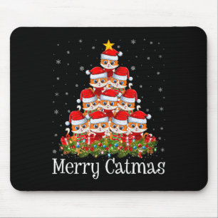 Cat Christmas Tree Lights Santa Funny Cat Lover Me Mouse Pad