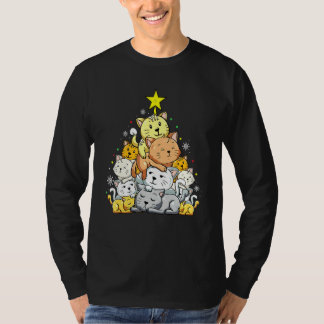 Cat Christmas Tree Meowy Catmas Xmas T-Shirt