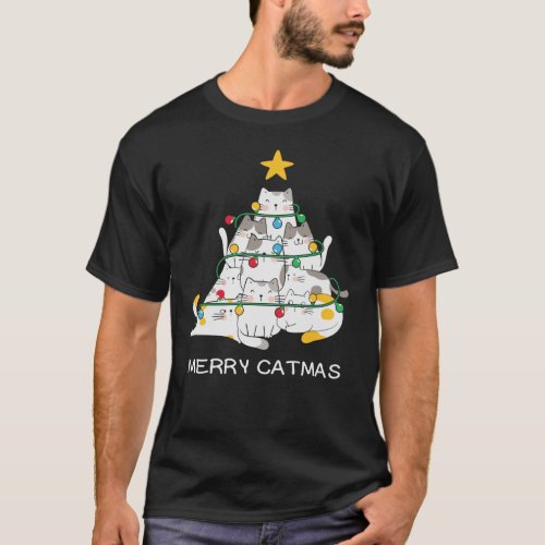 Cat Christmas Tree Merry Catmas Meowy Christmas T_Shirt