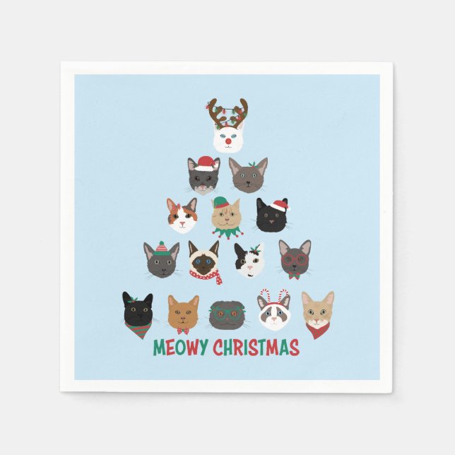 Cat Christmas Tree Napkins (Front)