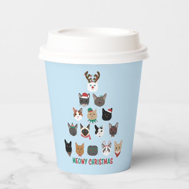 Cat Christmas Tree Paper Cups (Front)