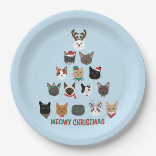Cat Christmas Tree Paper Plates