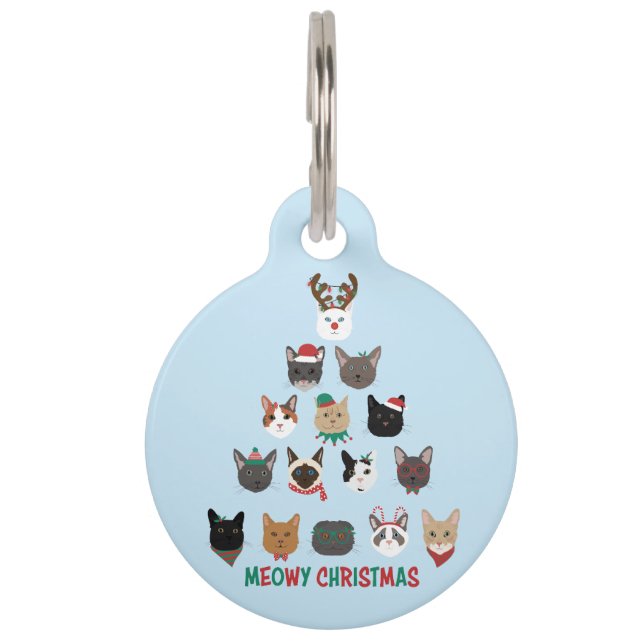 Cat Christmas Tree Pet ID Tag (Front)