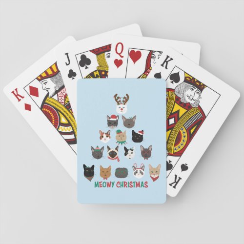 Cat Christmas Tree Poker Cards